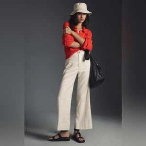 NWOT Anthropologie The Colette Cropped Wide-Leg Linen Pants by Maeve